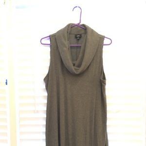 Light Grey Ribbed Cowl Neck Swing Dress
